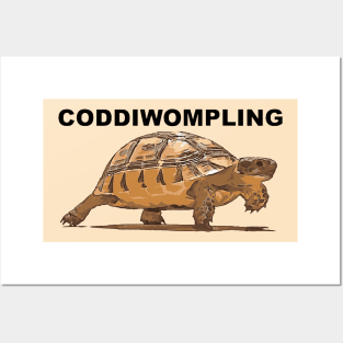 Coddiwompling Text Above Plodding Baby Tortoise Posters and Art